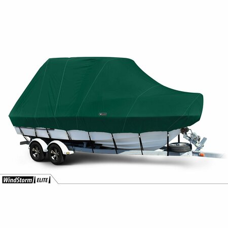 EEVELLE Boat Cover BAY BOAT Rounded Bow, Center Console, TTop, Outboard Fits 25ft 6in L up to 120in W Green SFBCCTT25120B-HTR